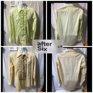 Vtg 70's After Six Baby Green and Tan RUFFLED Tuxedo Prom Bundle =2 total